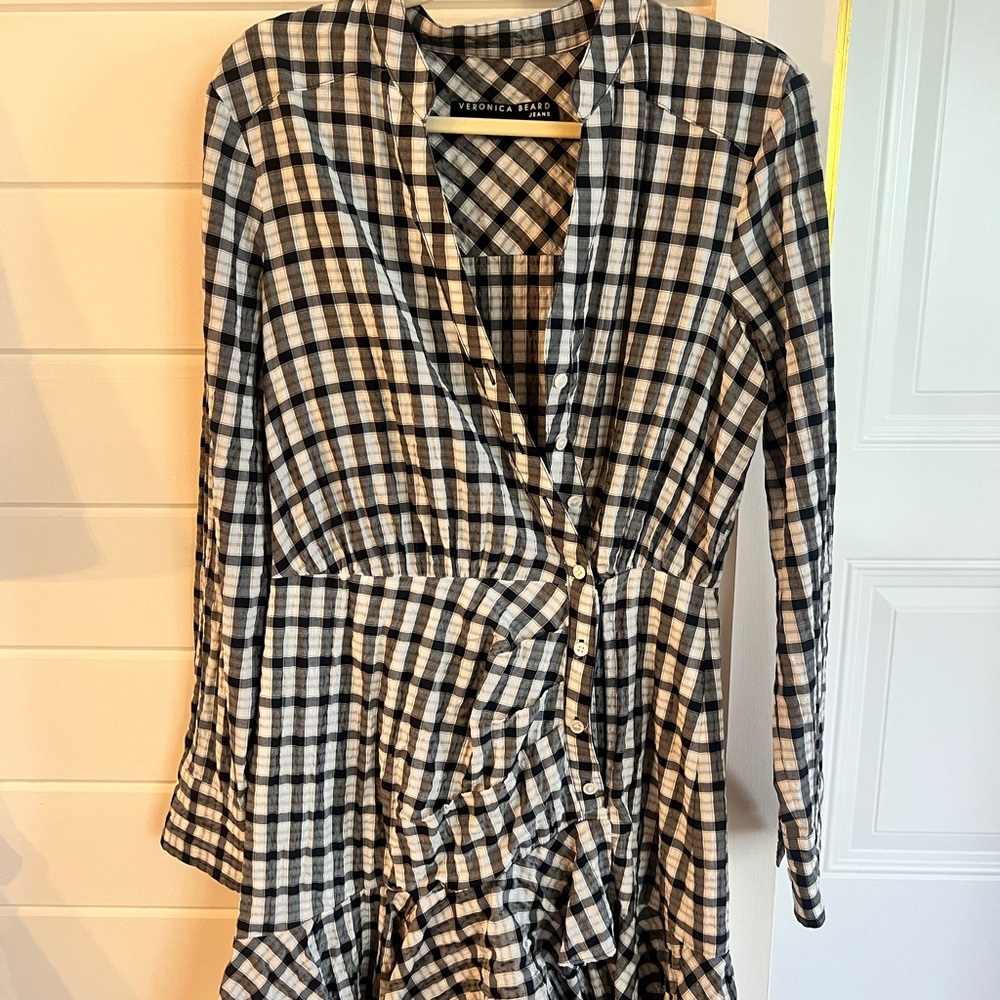 Veronica Beard Blue and White Plaid Dress